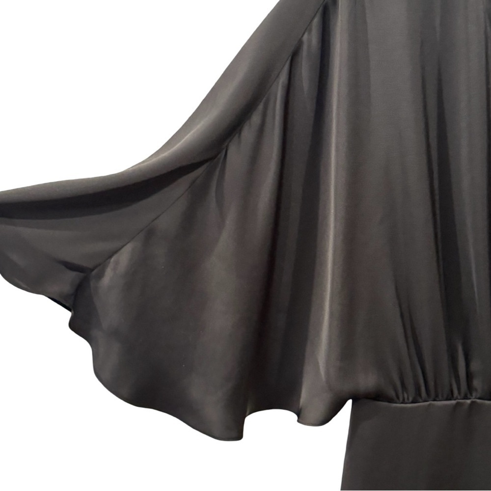 Ramy Brook Alexis wrap mini dress in black satin Womens 12 Like new - Picture 4 of 10